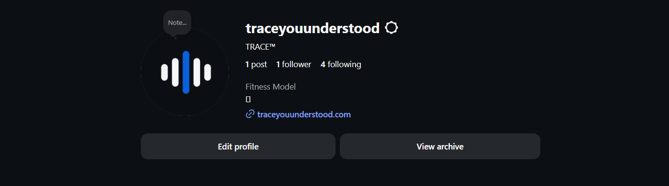 TRACE Instagram profile @traceyouunderstood showing the pulse mark as avatar